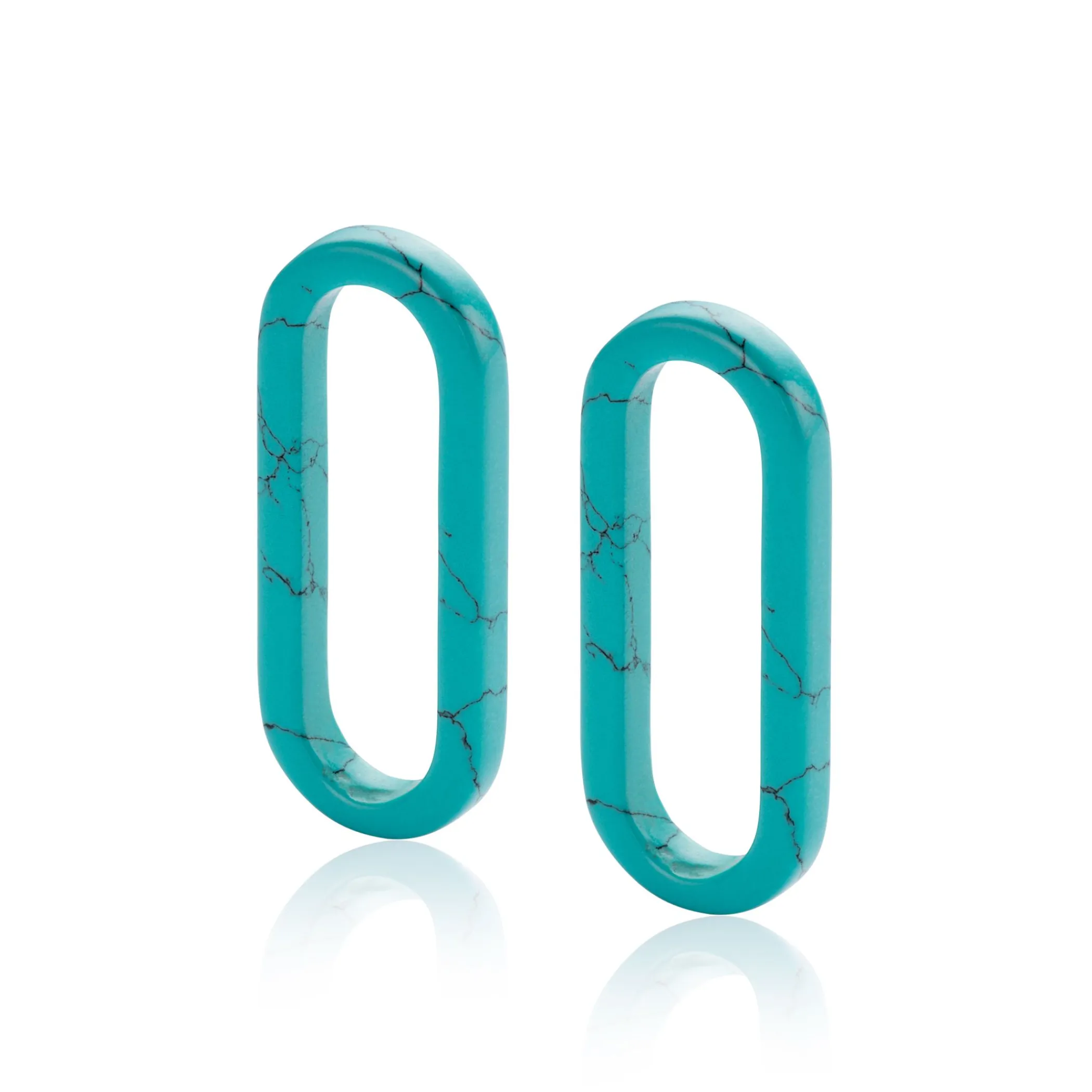 Hot Zinzi 30mm grote ovale oorbedels in trendy turquoise blauw ZICH2456T (zonder oorringen)