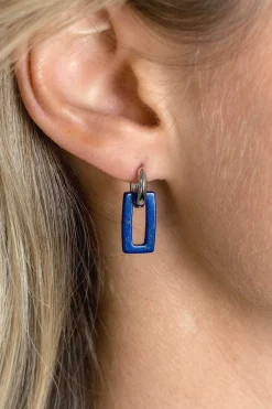 New Zinzi 16mm oorbedels rechthoek lapis lazuli ZICH2231 (zonder oorringen)