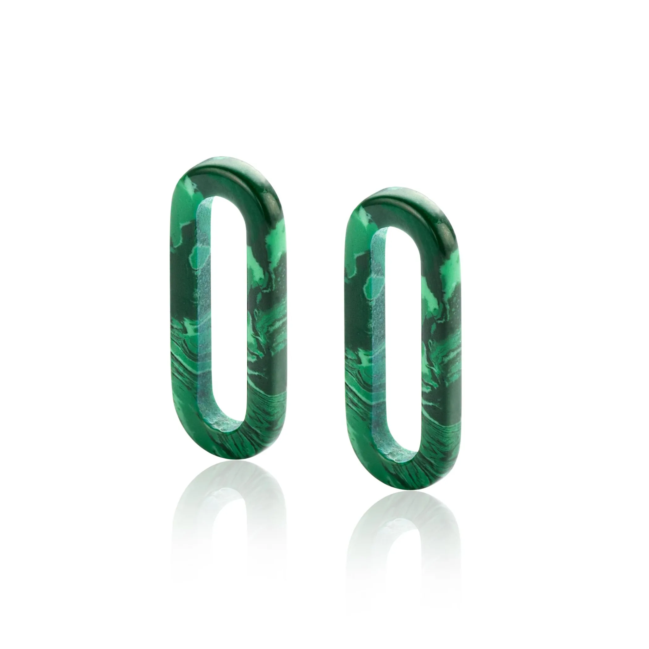 Zinzi 19mm ovale oorbedels in trendy malachiet groen ZICH2455G (zonder oorringen)