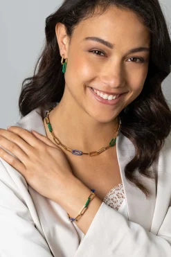 Zinzi 19mm ovale oorbedels in trendy malachiet groen ZICH2455G (zonder oorringen)
