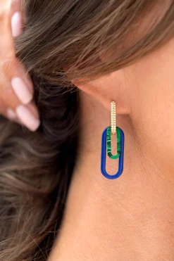 Zinzi 19mm ovale oorbedels in trendy malachiet groen ZICH2455G (zonder oorringen)