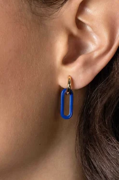 Outlet Zinzi 19mm ovale oorbedels in trendy lapis lazuli blauw ZICH2455L (zonder oorringen)