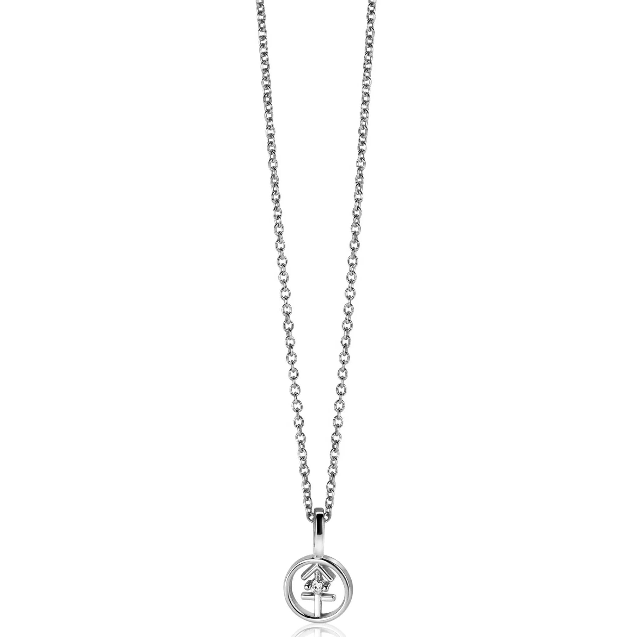 Zinzi 9mm zilveren Boogschutter sterrenbeeldhanger bezet met witte zirconia ZIH-BOO (zonder collier)