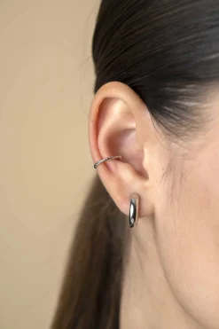 Online Zinzi 12,5mm zilveren ear cuff gedraaide buis per stuk geprijsd ZIO-CUFF3