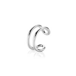 Hot Zinzi 12,5mm zilveren ear cuff multi-look dubbele buis 5,5mm breed per stuk geprijsd ZIO-CUFF4