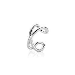 Clearance Zinzi 12,5mm zilveren ear cuff cross-over gladde buis 5,5mm breed per stuk geprijsd ZIO-CUFF5