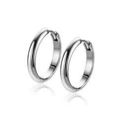 Clearance Zinzi 20mm zilveren gladde oorringen met ronde buis 3mm met luxe klapsluiting ZIO2602