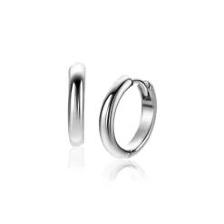 New Zinzi 16mm zilveren gladde oorringen met ronde buis 3mm met luxe klapsluiting ZIO2601