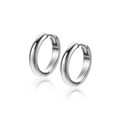 New Zinzi 16mm zilveren gladde oorringen met ronde buis 3mm met luxe klapsluiting ZIO2601