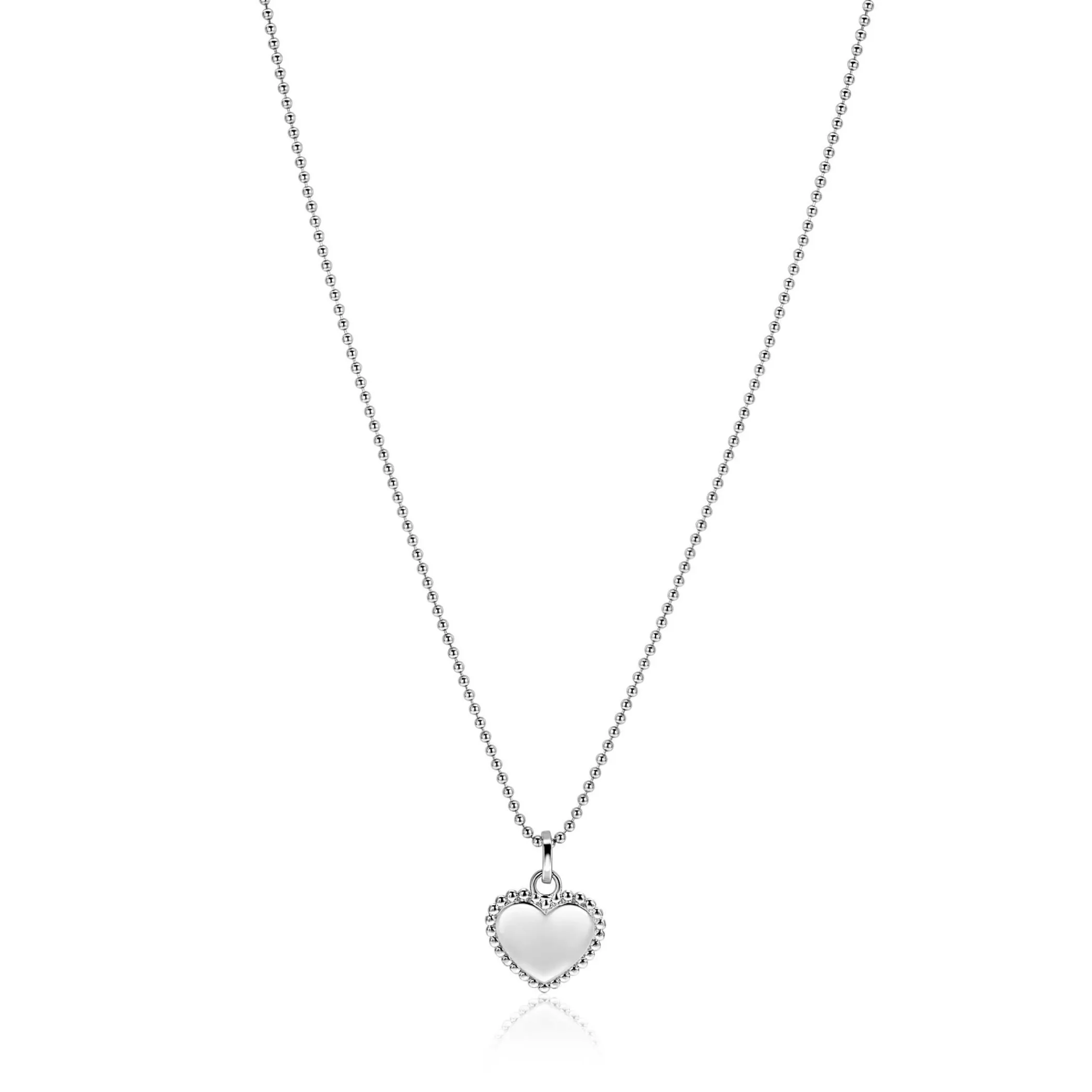New Zinzi 18mm zilveren hanger hart met parelrand voor gravure ZIH2652 (zonder collier)