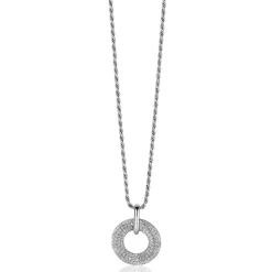 Zinzi 20mm zilveren hanger open ronde vorm, bezet met witte zirconia's ZIH2446 (zonder collier)