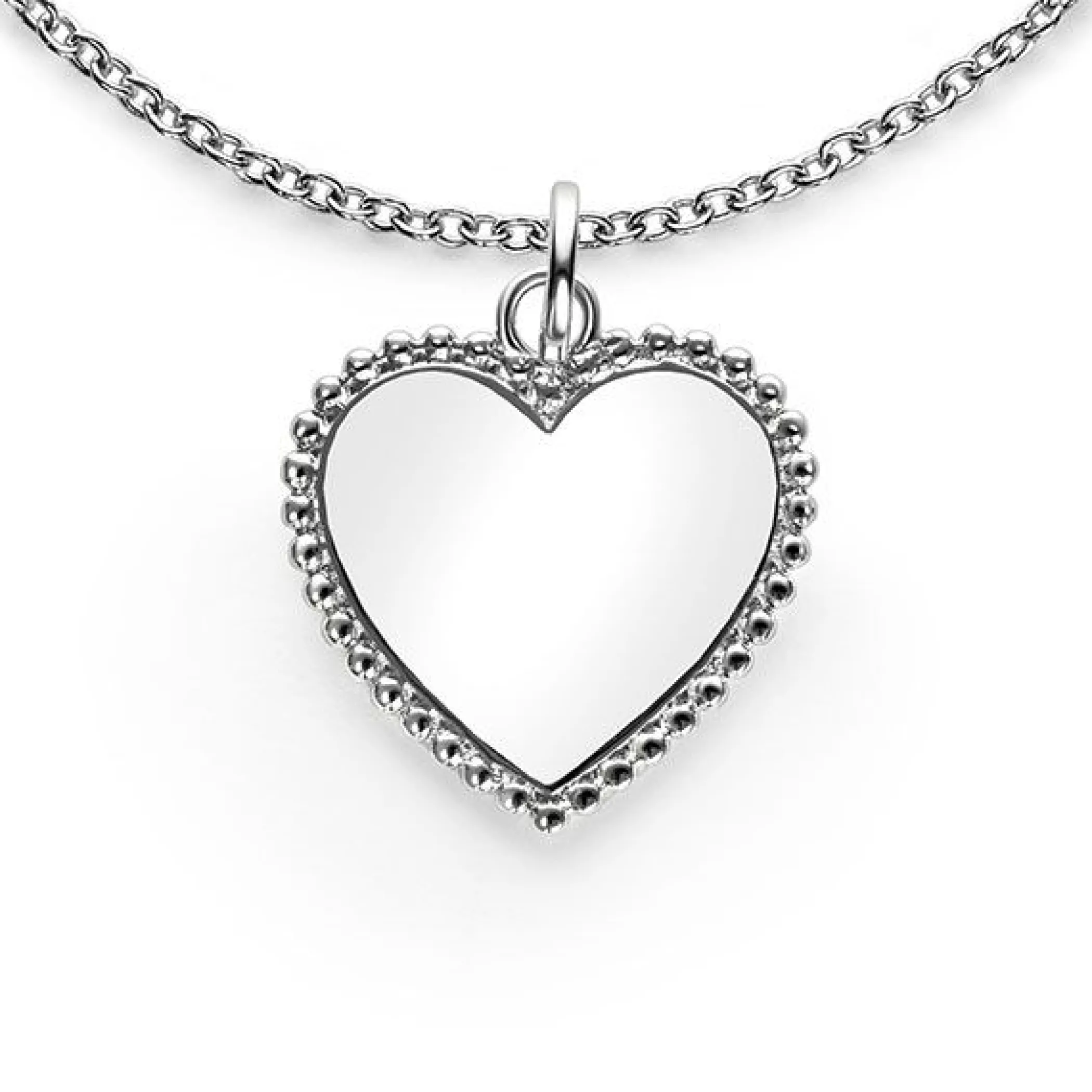 New Zinzi 21mm zilveren hanger hart met parelrand voor gravure ZIH2653 (zonder collier)