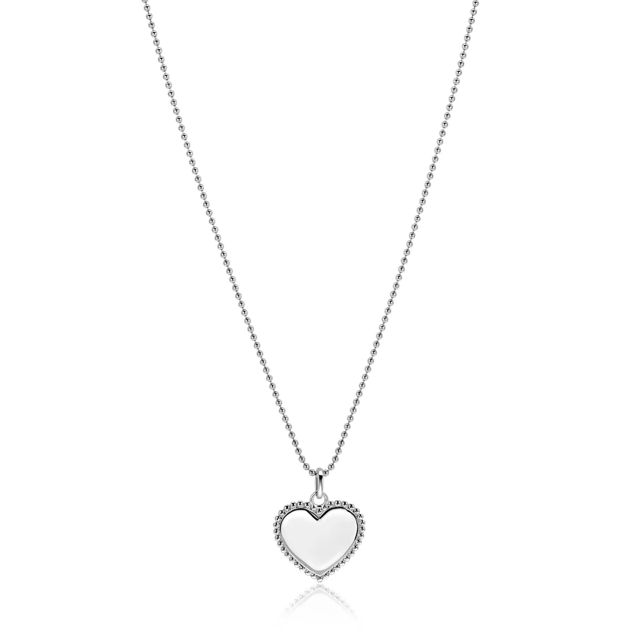 New Zinzi 21mm zilveren hanger hart met parelrand voor gravure ZIH2653 (zonder collier)