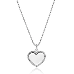 New Zinzi 21mm zilveren hanger hart met parelrand voor gravure ZIH2653 (zonder collier)