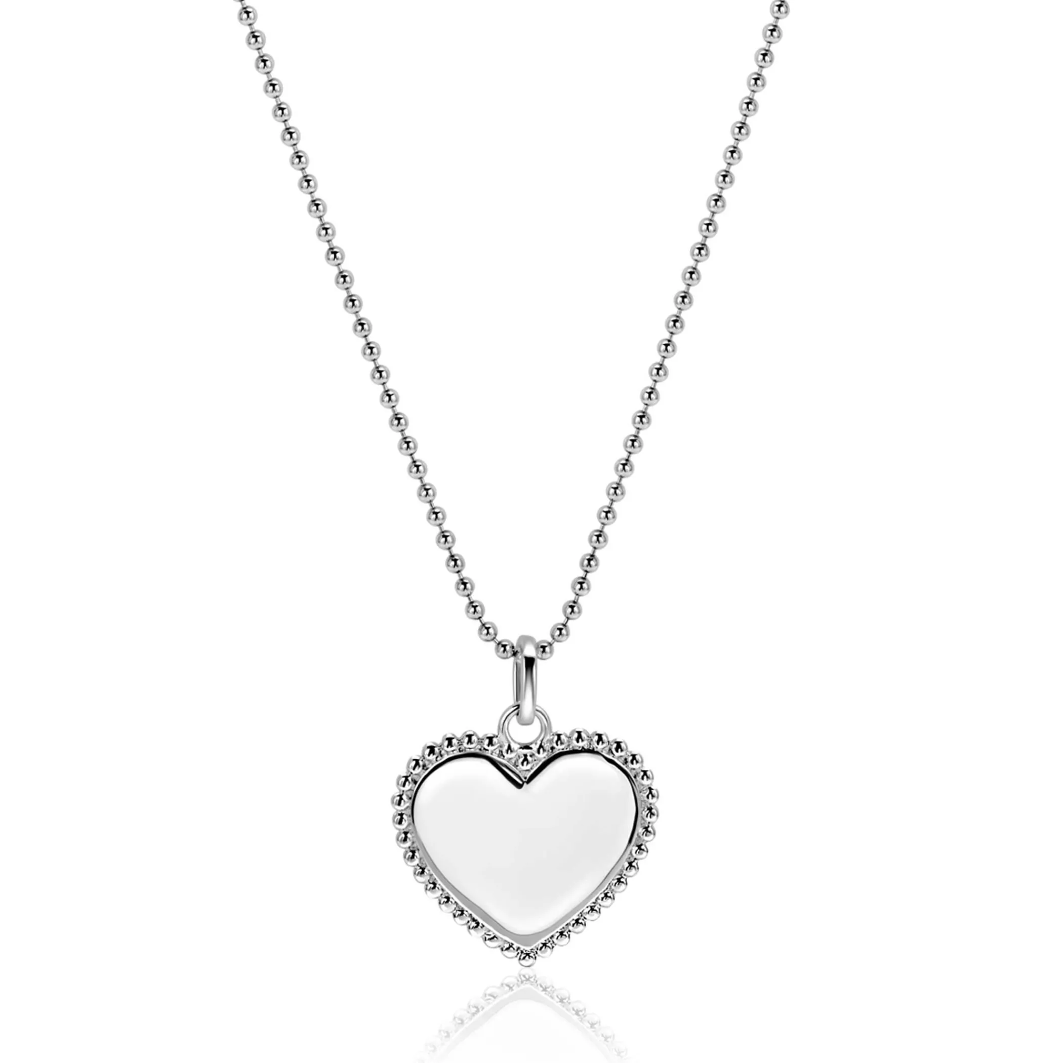 New Zinzi 21mm zilveren hanger hart met parelrand voor gravure ZIH2653 (zonder collier)