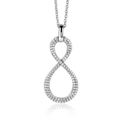 Discount Zinzi 35mm zilveren hanger Infinity bezet met witte zirconia's ZIH2570 (zonder collier)