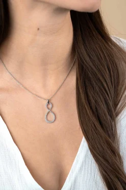 Discount Zinzi 35mm zilveren hanger Infinity bezet met witte zirconia's ZIH2570 (zonder collier)