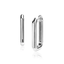 New Zinzi 23mm zilveren luxe oorringen 23x3mm achthoekig met klapsluiting ZIO2494
