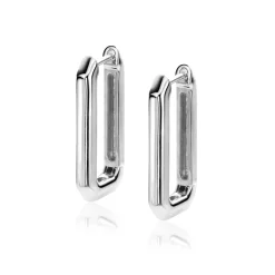 New Zinzi 23mm zilveren luxe oorringen 23x3mm achthoekig met klapsluiting ZIO2494