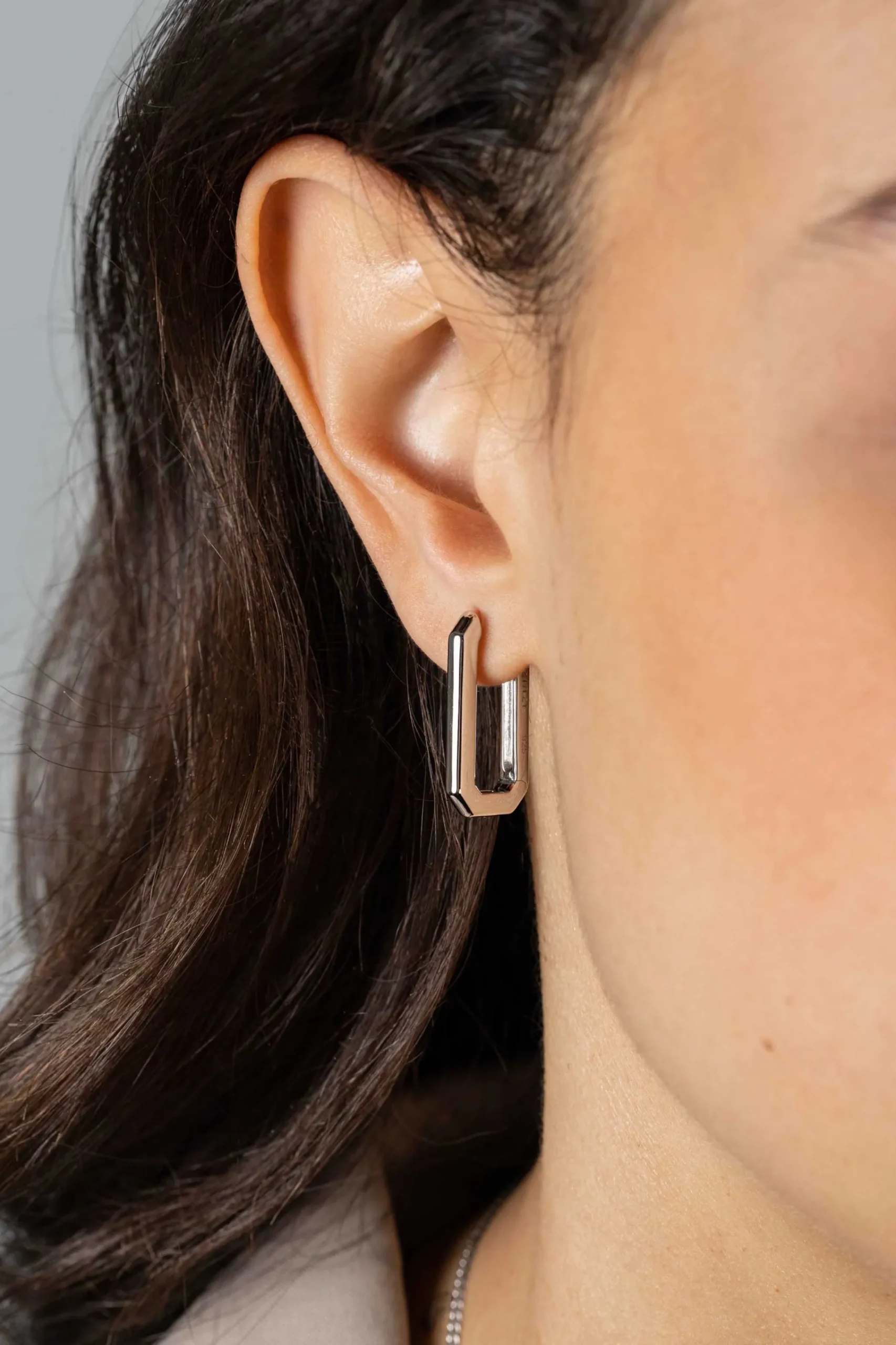 New Zinzi 23mm zilveren luxe oorringen 23x3mm achthoekig met klapsluiting ZIO2494