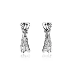 Best Zinzi 18mm zilveren luxe oorringen cross-over met paperclip schakel en gedraaide baan 18x6mm met klapsluiting ZIO2544