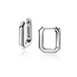 Outlet Zinzi 16mm zilveren luxe oorringen 16x3mm achthoekig met klapsluiting ZIO2495