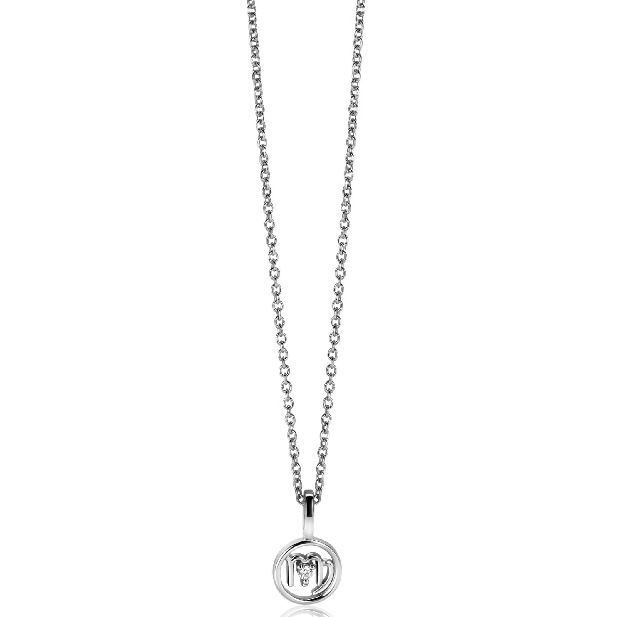 Hot Zinzi 9mm zilveren Maagd sterrenbeeldhanger bezet met witte zirconia ZIH-MAA (zonder collier)