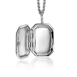 Clearance Zinzi 22mm zilveren medaillon rechthoek glanzend bezet met witte zirconia ZIH2425 (zonder collier)
