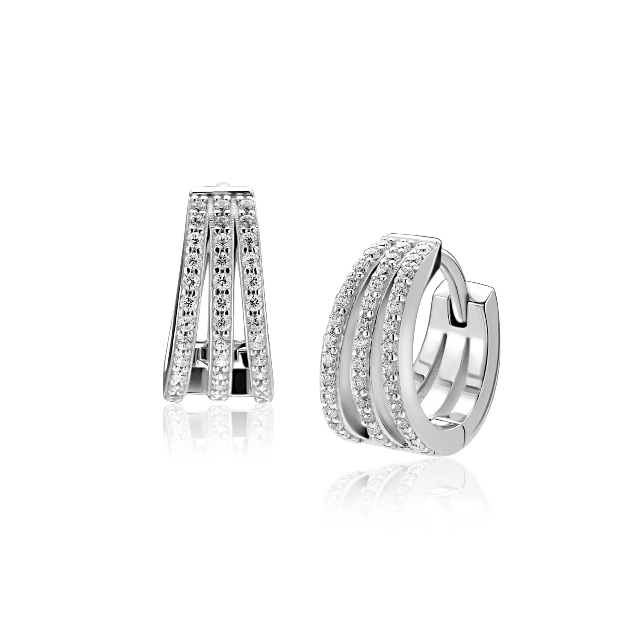 New Zinzi 13mm zilveren multi-look oorringen met luxe scharniersluiting 6mm breed ZIO2727