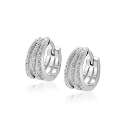 New Zinzi 13mm zilveren multi-look oorringen met luxe scharniersluiting 6mm breed ZIO2727