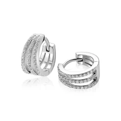 New Zinzi 13mm zilveren multi-look oorringen met luxe scharniersluiting 6mm breed ZIO2727