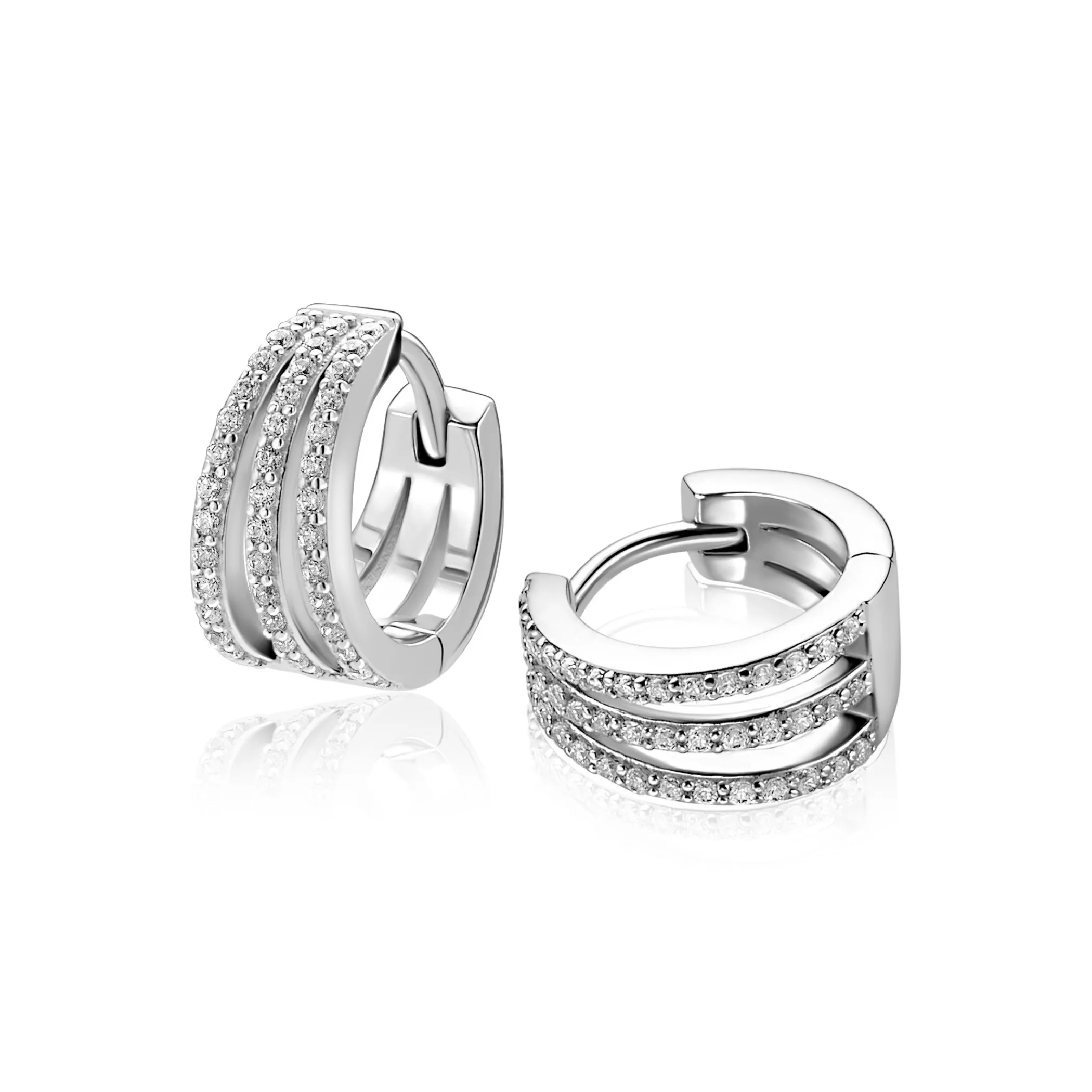 New Zinzi 13mm zilveren multi-look oorringen met luxe scharniersluiting 6mm breed ZIO2727
