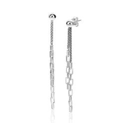 Discount Zinzi 65mm zilveren multi-look oorstekers met bungelende paperclip schakels ZIO2709