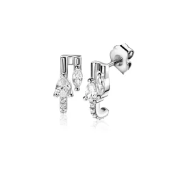 Clearance Zinzi 12mm zilveren multi-look oorstekers met peervormige en ovale witte zirkonia's ZIO2689