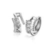 Zinzi 16mm zilveren multi-look oorringen met 3 rijen, bezet met witte zirconia's 9mm breed met luxe klapsluiting ZIO2645