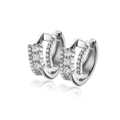 Zinzi 16mm zilveren multi-look oorringen met 3 rijen, bezet met witte zirconia's 9mm breed met luxe klapsluiting ZIO2645