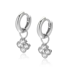 Best Zinzi 8mm zilveren oorbedels klavertje ZICH2735 (zonder oorringen)