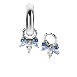 Online Zinzi 10mm zilveren oorbedels met vijf speelse zettingen in aflopende grootte, bezet met blauwe kleurstenen en witte zirconia ZICH2633B (zonder oorringen)