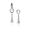 Outlet Zinzi 18mm zilveren oorbedels met schakelkettinkje en ronde witte glasparel 4mm ZICH2623 (zonder oorringen)
