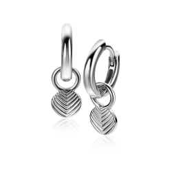 Clearance Zinzi 11mm zilveren oorbedels in ronde vorm, bewerkt met veertjesmotief ZICH2644 (zonder oorringen)