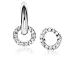 Online Zinzi 7,5mm zilveren oorbedels in ronde vorm bezet met witte zirconia's ZICH2550 (zonder oorringen)