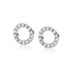 Online Zinzi 7,5mm zilveren oorbedels in ronde vorm bezet met witte zirconia's ZICH2550 (zonder oorringen)