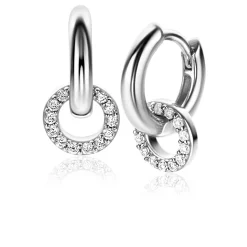 Online Zinzi 7,5mm zilveren oorbedels in ronde vorm bezet met witte zirconia's ZICH2550 (zonder oorringen)