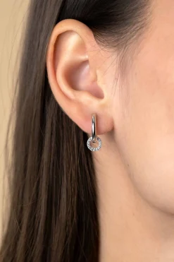Online Zinzi 7,5mm zilveren oorbedels in ronde vorm bezet met witte zirconia's ZICH2550 (zonder oorringen)
