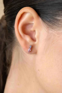 Online Zinzi 10mm zilveren oorknopjes bezet met ovale zirconia's in roze en lila ZIO2498