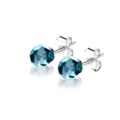 Outlet Zinzi 6mm zilveren oorknoppen met blauw beads ZIO1317B