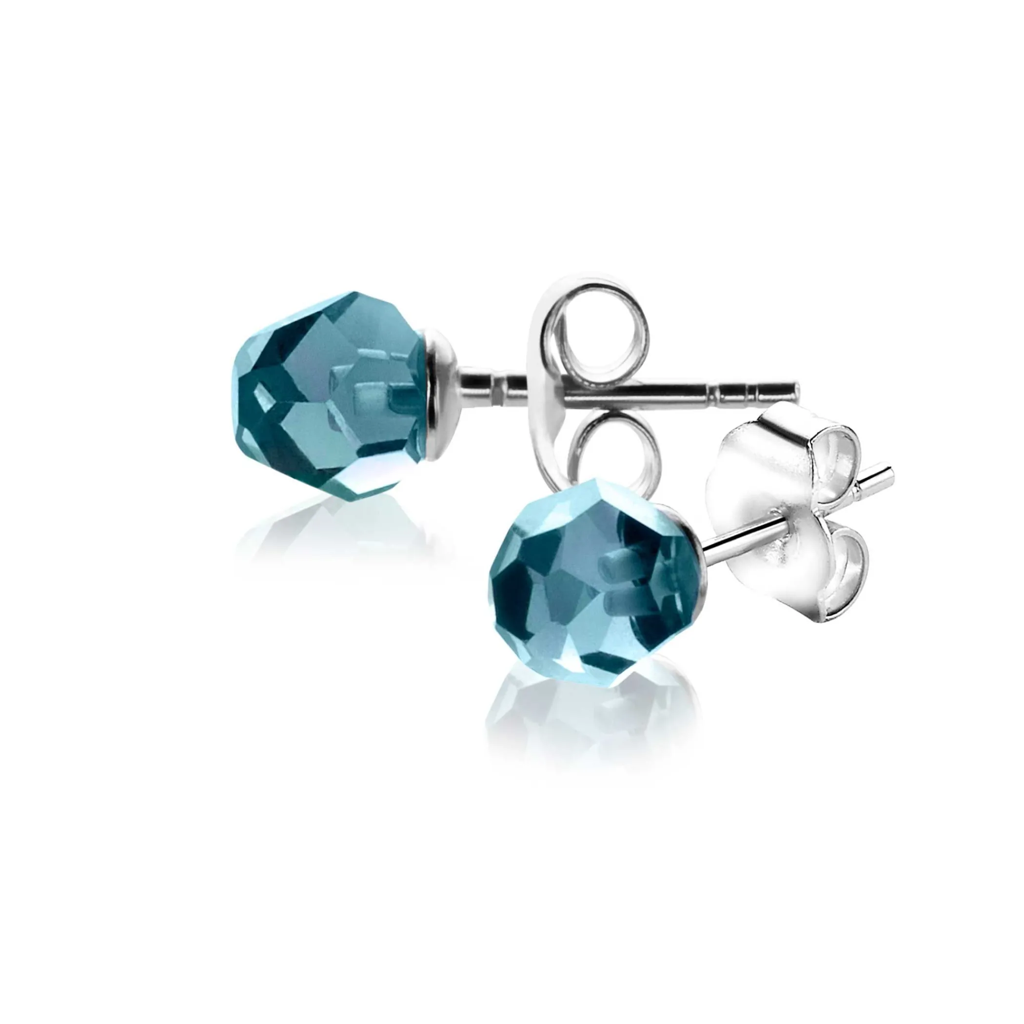 Outlet Zinzi 6mm zilveren oorknoppen met blauw beads ZIO1317B