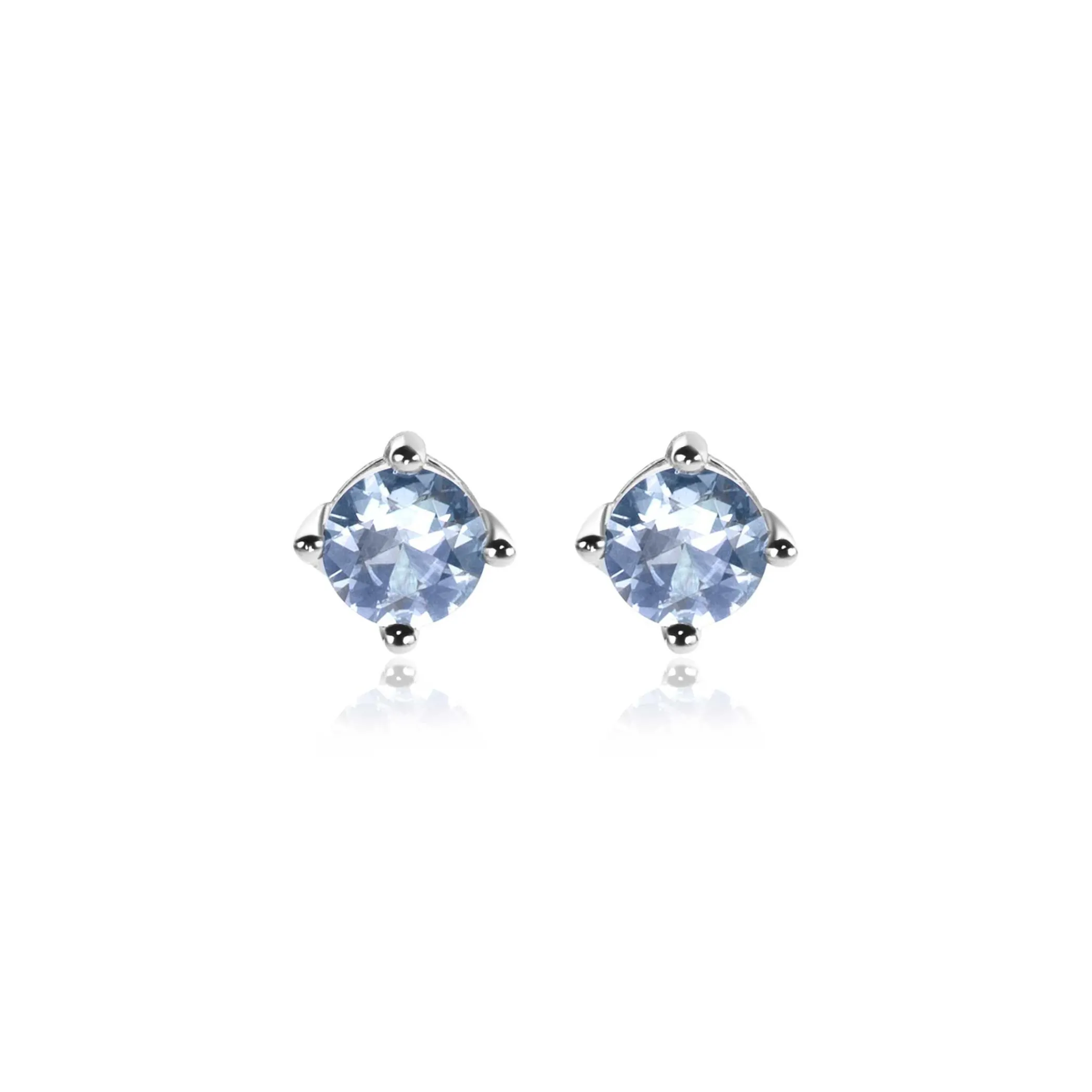 Sale Zinzi 6mm zilveren oorknoppen ronde lichtblauwe kleursteen chatonzetting ZIO1383B