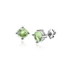 Online Zinzi 6mm zilveren oorknoppen ronde lichtgroene zirconia chatonzetting ZIO1383G