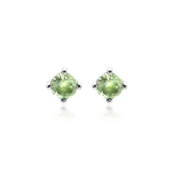 Online Zinzi 6mm zilveren oorknoppen ronde lichtgroene zirconia chatonzetting ZIO1383G